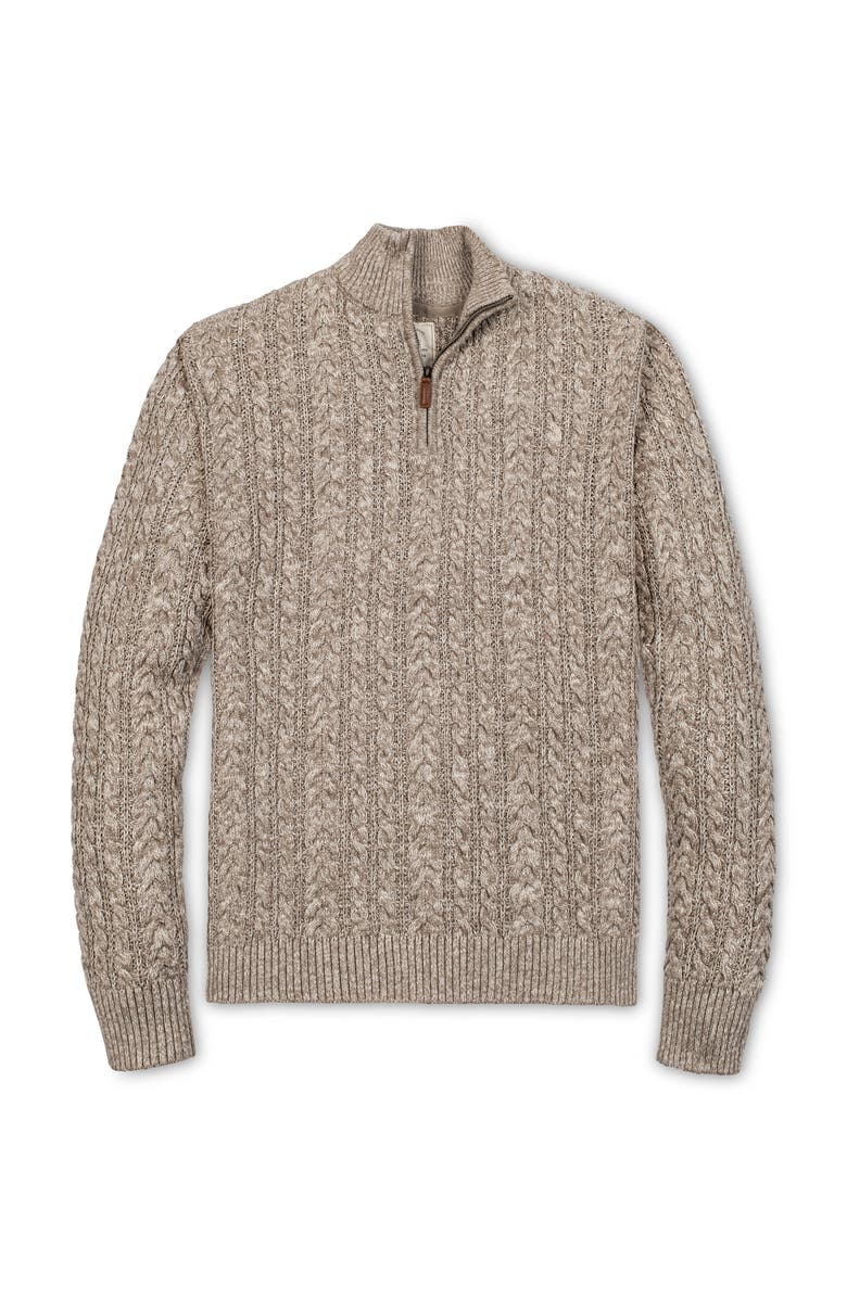 Hope & Henry Organic Half Zip Cable Pullover Sweater, Alternate, color, Taupe Marl Cable