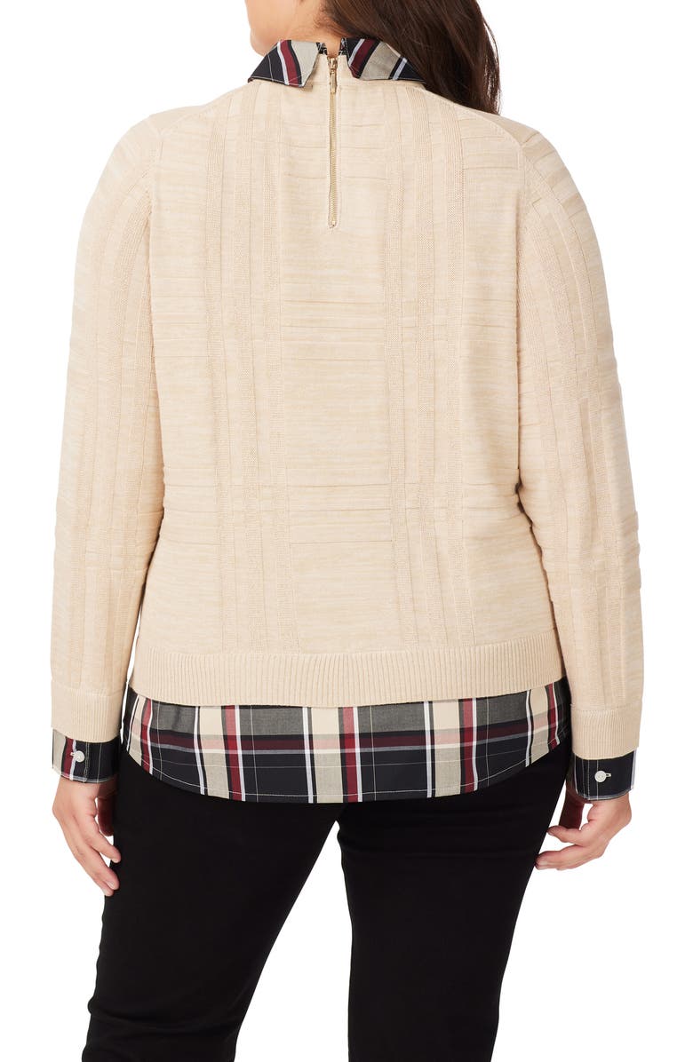 Foxcroft Layered Sweater, Alternate, color, Oatmeal