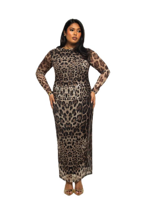 Plus Size Leopard Print Midaxi Dress