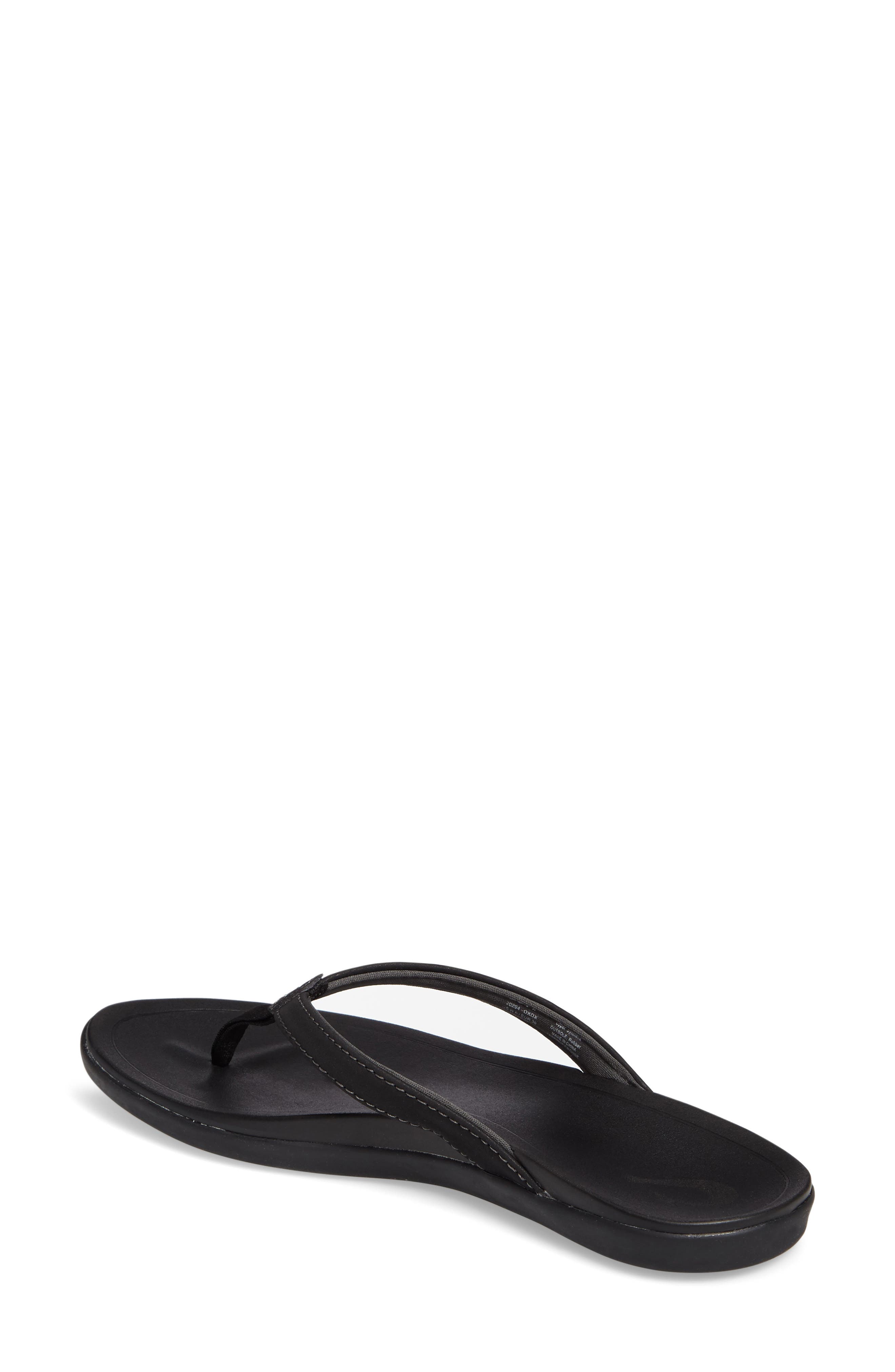 OluKai Ho Opio Flip Flop, Alternate, color, Onyx Faux Leather