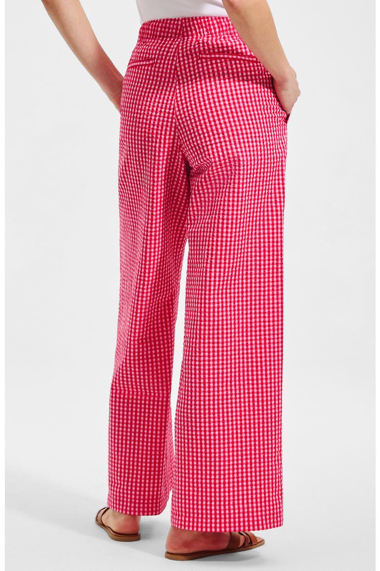 Seersucker High Rise Drawstring Wide Leg Pants, Alternate, color, Compass Red/Pink Gingham
