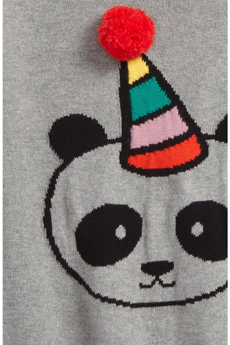 Fuzzy Icon Sweater, Alternate, color, GREY MD HEATHER PARTY PANDA