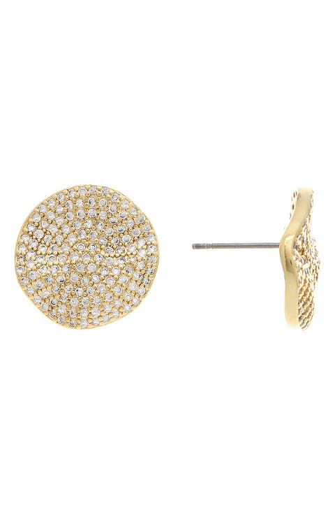 Pavé CZ Disc Stud Earrings