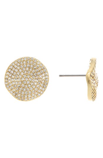 Rivka Friedman Pavé Cz Disc Stud Earrings In Gold