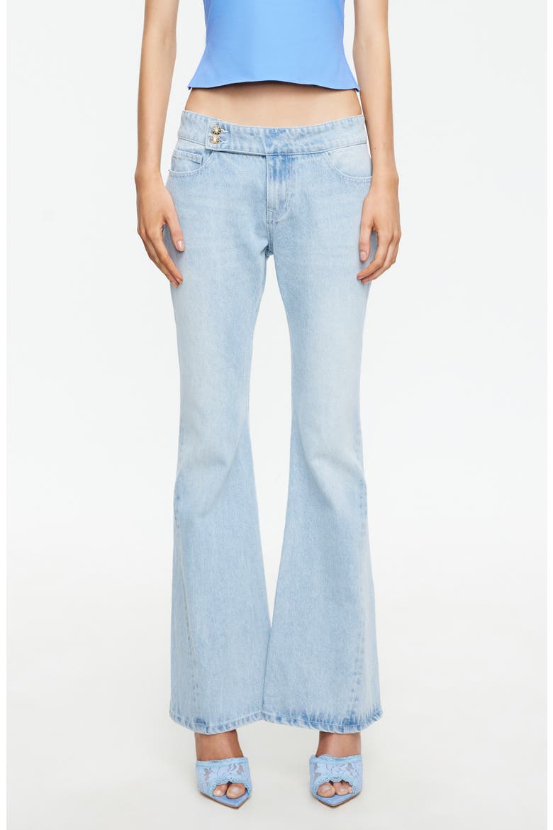 Hilton Button Tab Straight Leg Jeans, Main, color, LIGHT DENIM