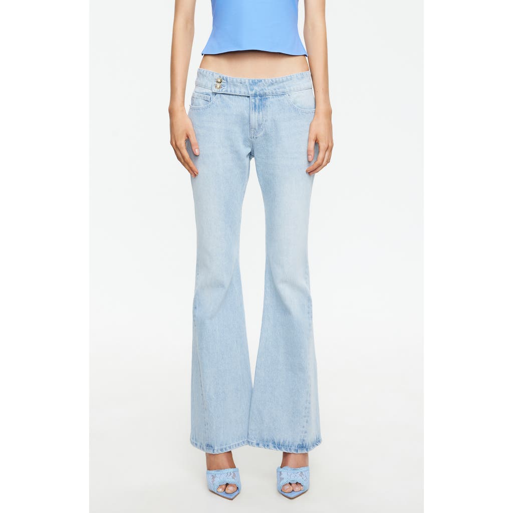 LIONESS Hilton Button Tab Straight Leg Jeans in Light Denim at Nordstrom, Size X-Large