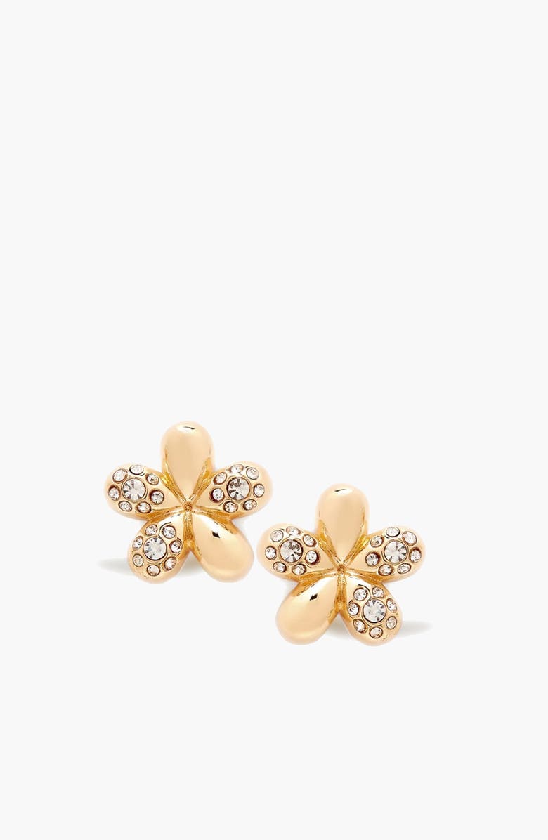 YOJ Luna Mini Flower Crystal Stud Earring in Gold, Alternate, color, Gold