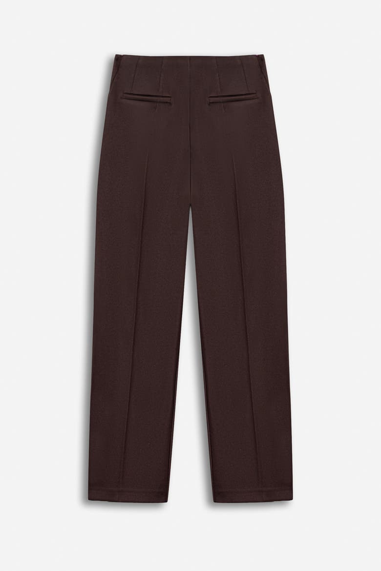 High Waist Straight Leg Trousers, Alternate, color, Brown