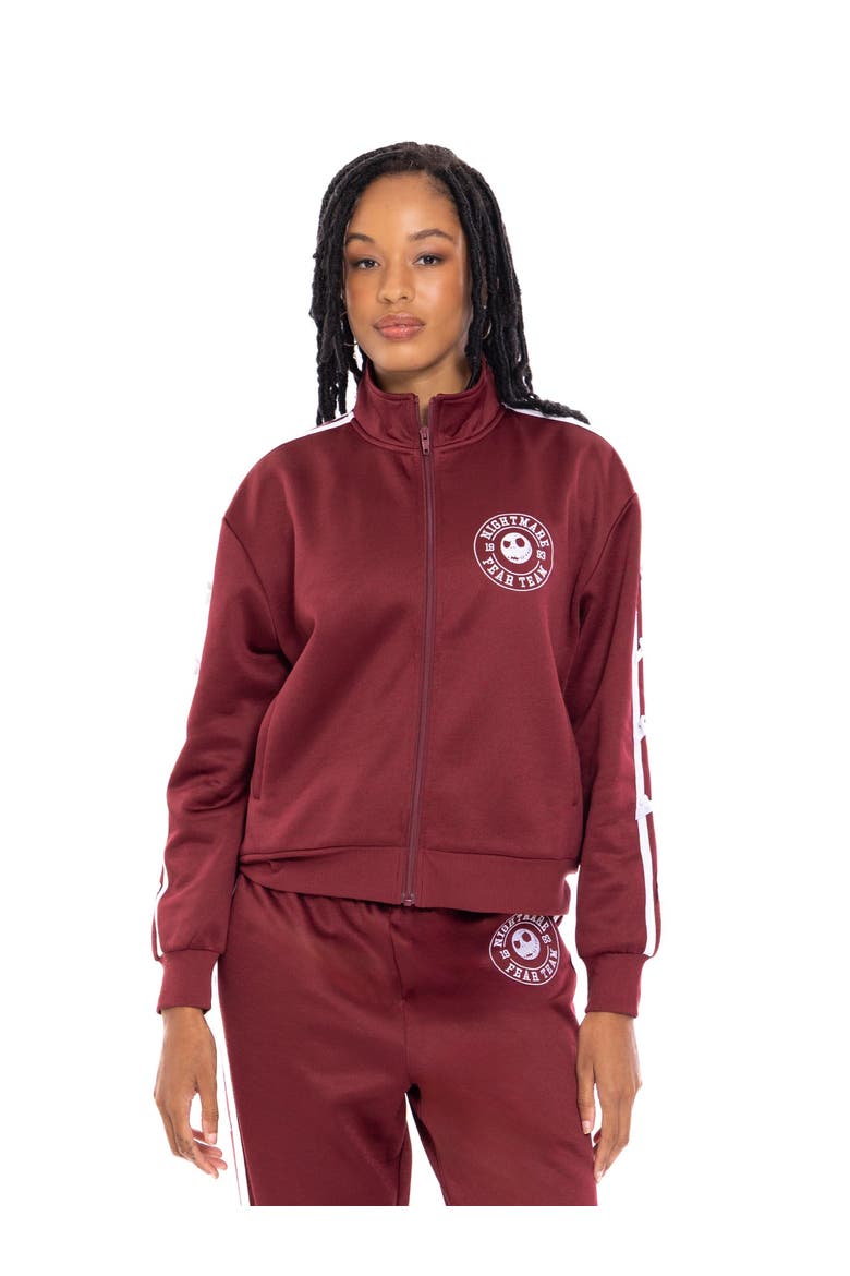Nightmare Before Christmas Jack Skellington Athletic Zip-Up Track Jacket, Alternate, color, Wine Jack Skellington