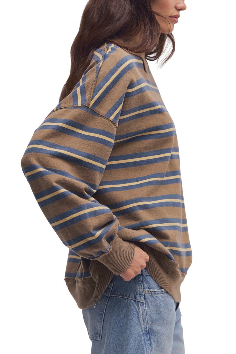 Palm Spring Striped Mock Neck Pullover, Alternate, color, ARMY COMBO