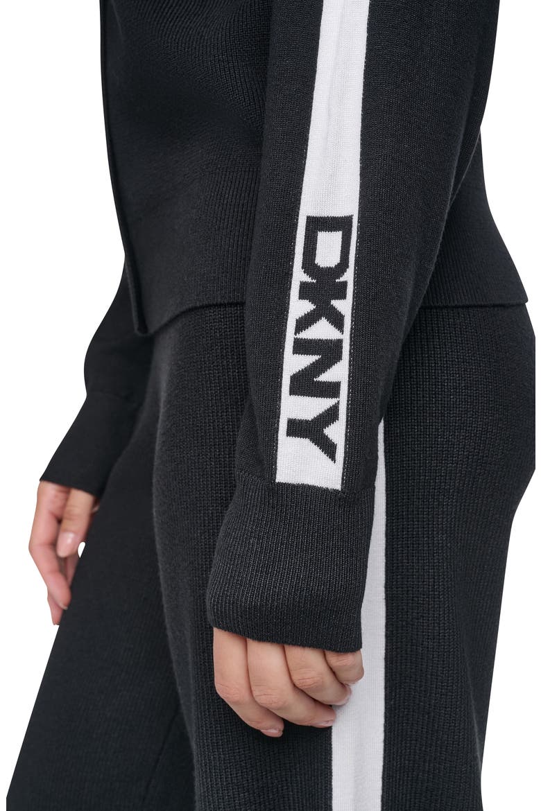 Logo Stripe Zip Hoodie, Alternate, color, BLK/ IVY