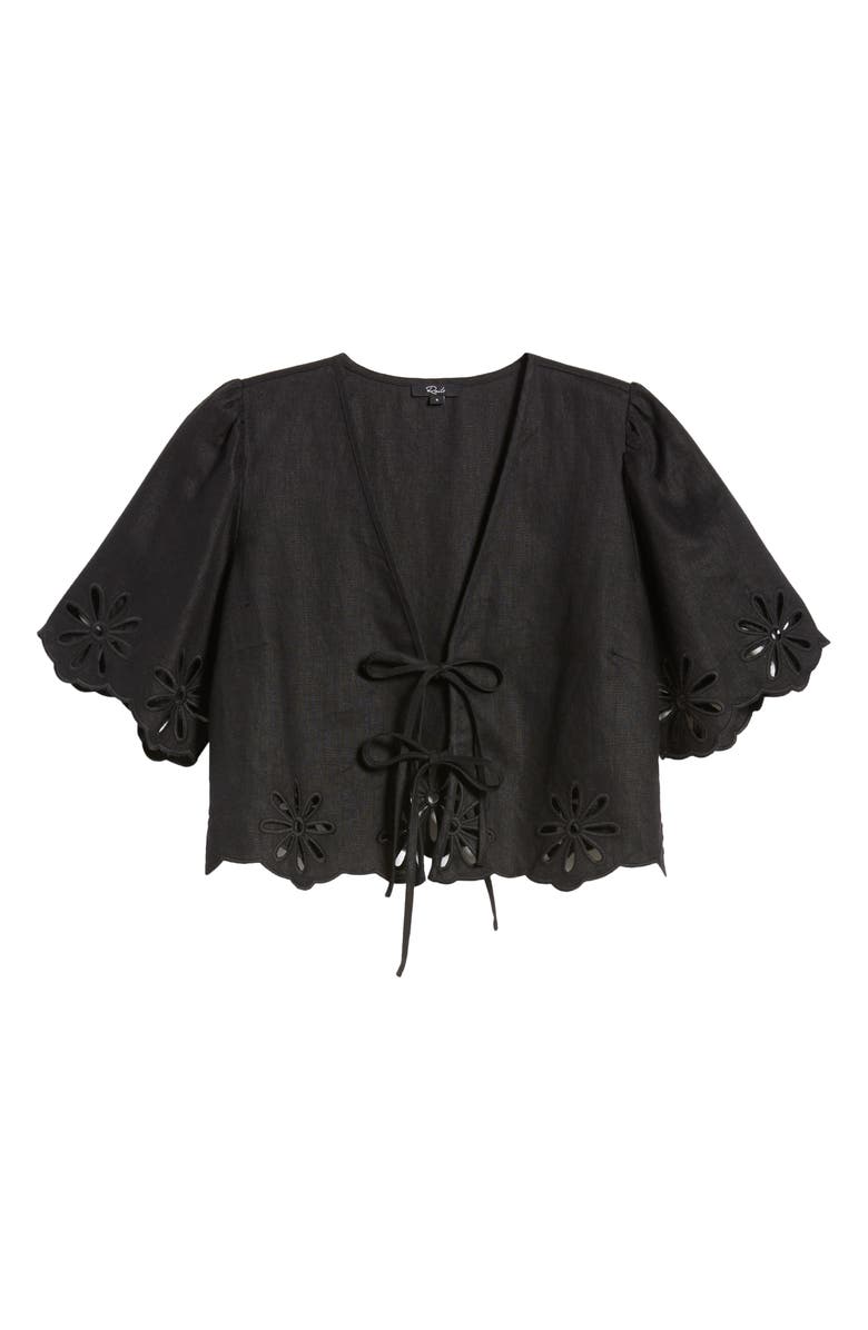 Rails Pari Eyelet Tie Front Linen Crop Top, Alternate, color,