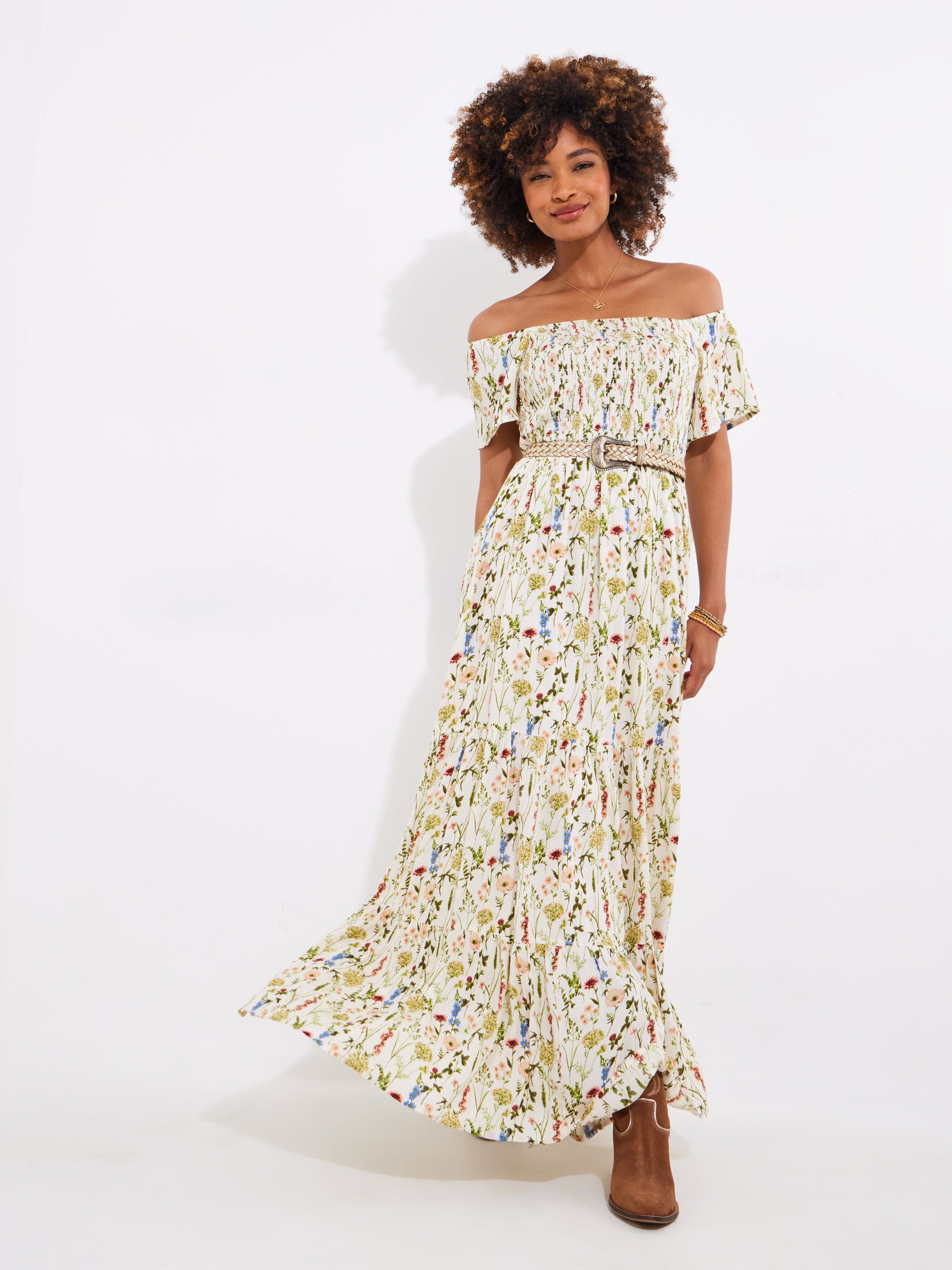 Square Neck Smocked Crinkle Maxi Dress - image 2