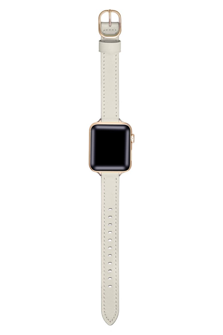 Carmen Skinny Leather Apple Watch® Watchband, Alternate, color, WHITE