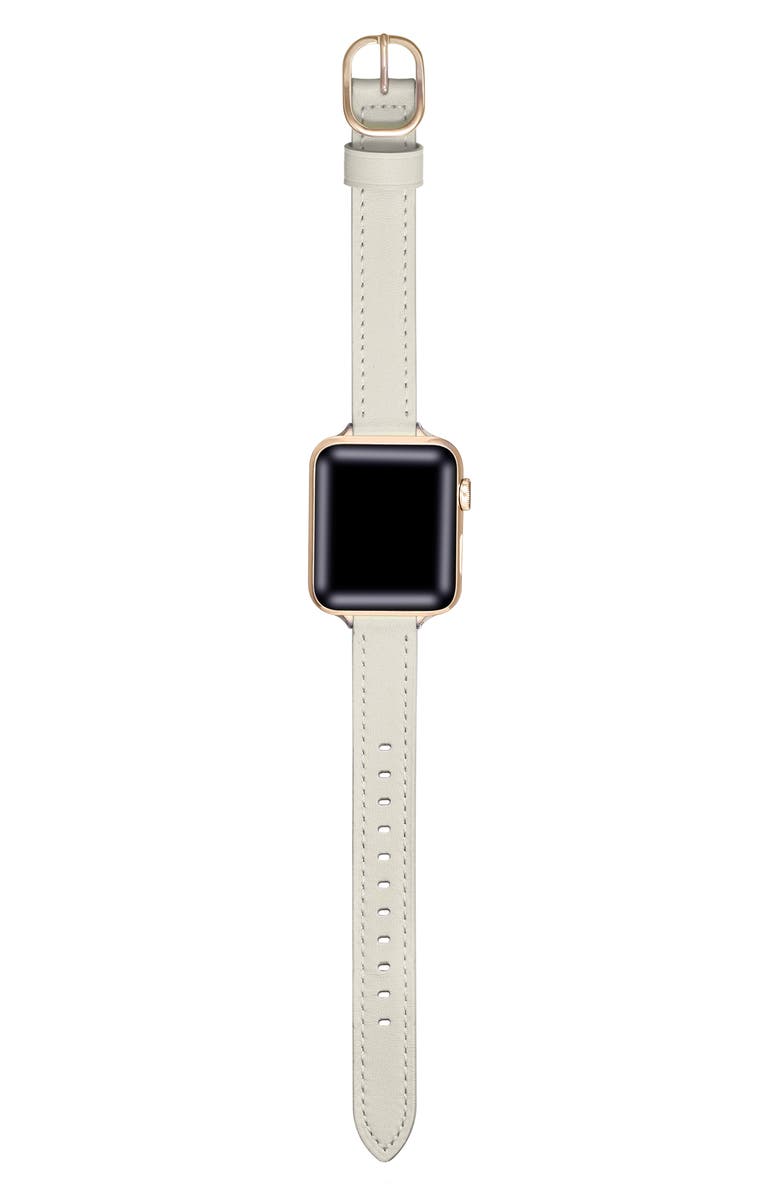 The Posh Tech Carmen Skinny Leather Apple Watch<sup>®</sup> Watchband, Alternate, color, White