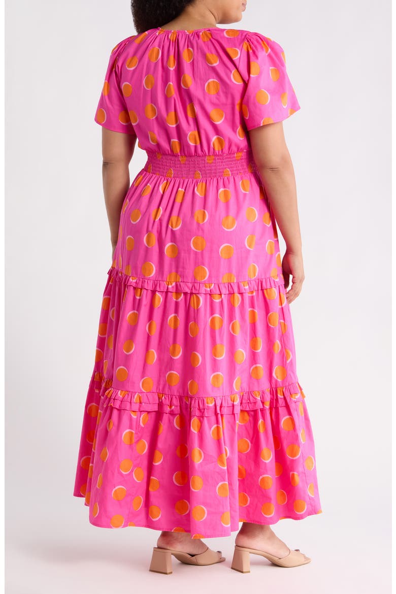 Jolene Print Tiered Maxi Dress, Alternate, color, FUCHSIA-ORANGE-DOT