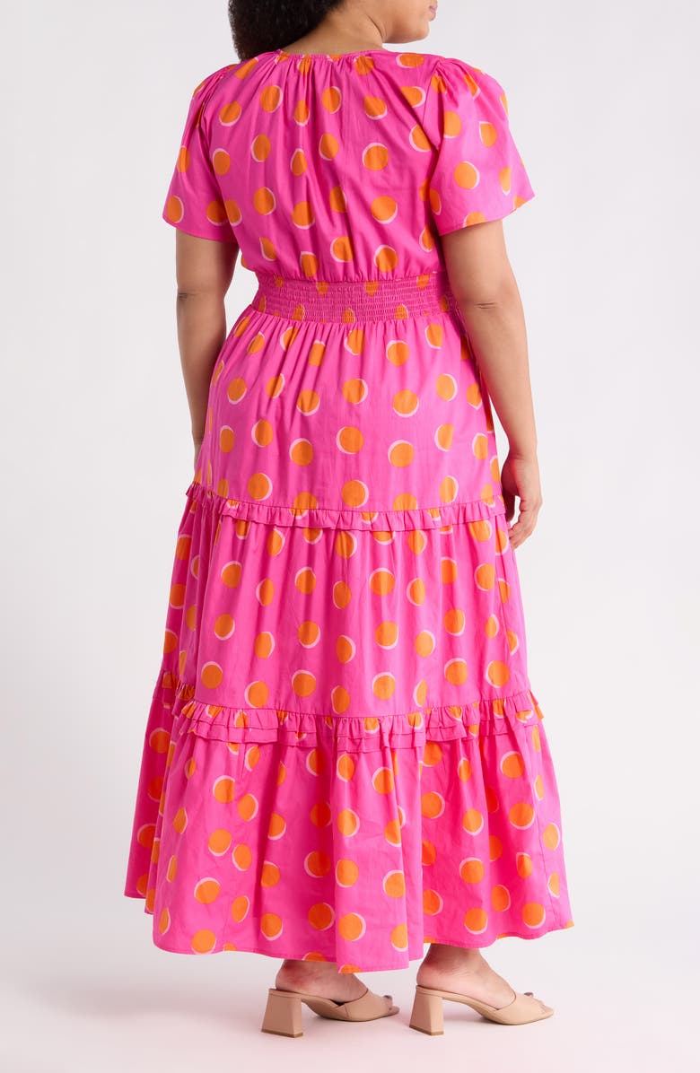 SUGARLIPS Jolene Print Tiered Maxi Dress, Alternate, color, Fuchsia-Orange-Dot