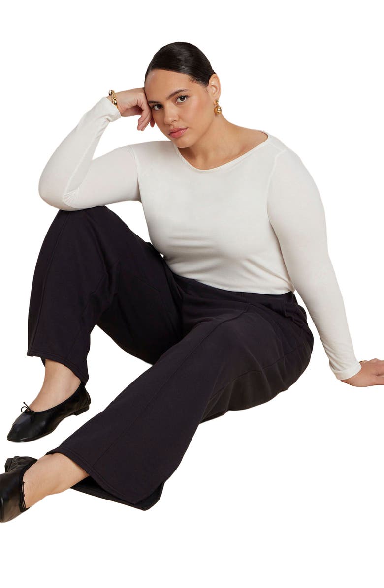 ELOQUII Elements Seam Detail Sweatpant, Main, color, Black Onyx