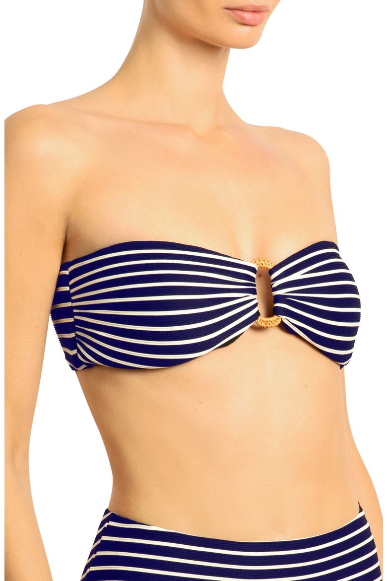 Parker Stripe Bandeau Bikini Top, Alternate, color, NAVY/ WHITE