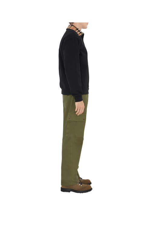 Burberry Mens Black Logo-embroidered Funnel-neck Cotton Sweatshirt In Green