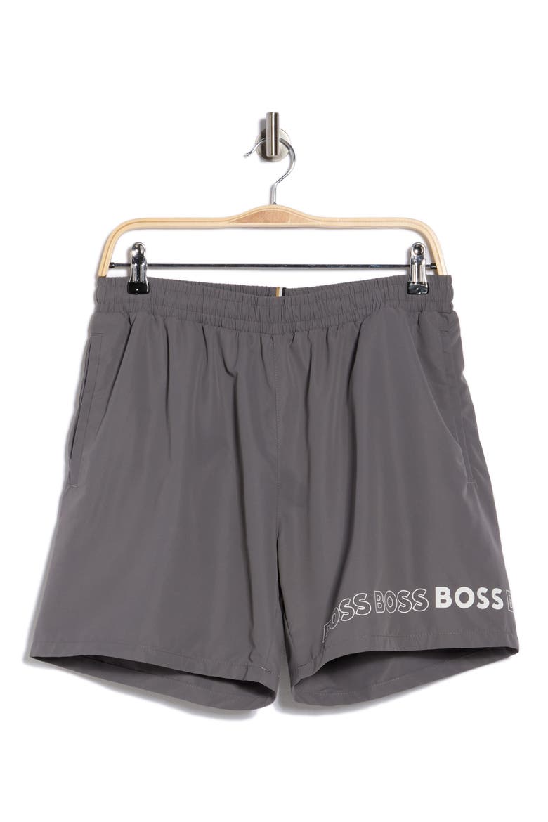 Recycled Polyester Dolphin Shorts, Main, color, DARK GREY