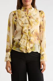 ELIE ELIE TAHARI Ruffle Long Sleeve Top