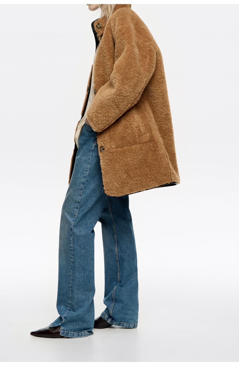 Bimba y Lola Reversible Fur Coat, Alternate, color, Caramel