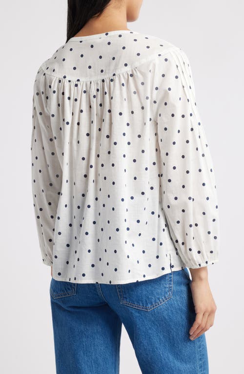 Caslonr Caslon(r) Pintuck Pleat Top In Ivory Cloud- Navy Dame Dot
