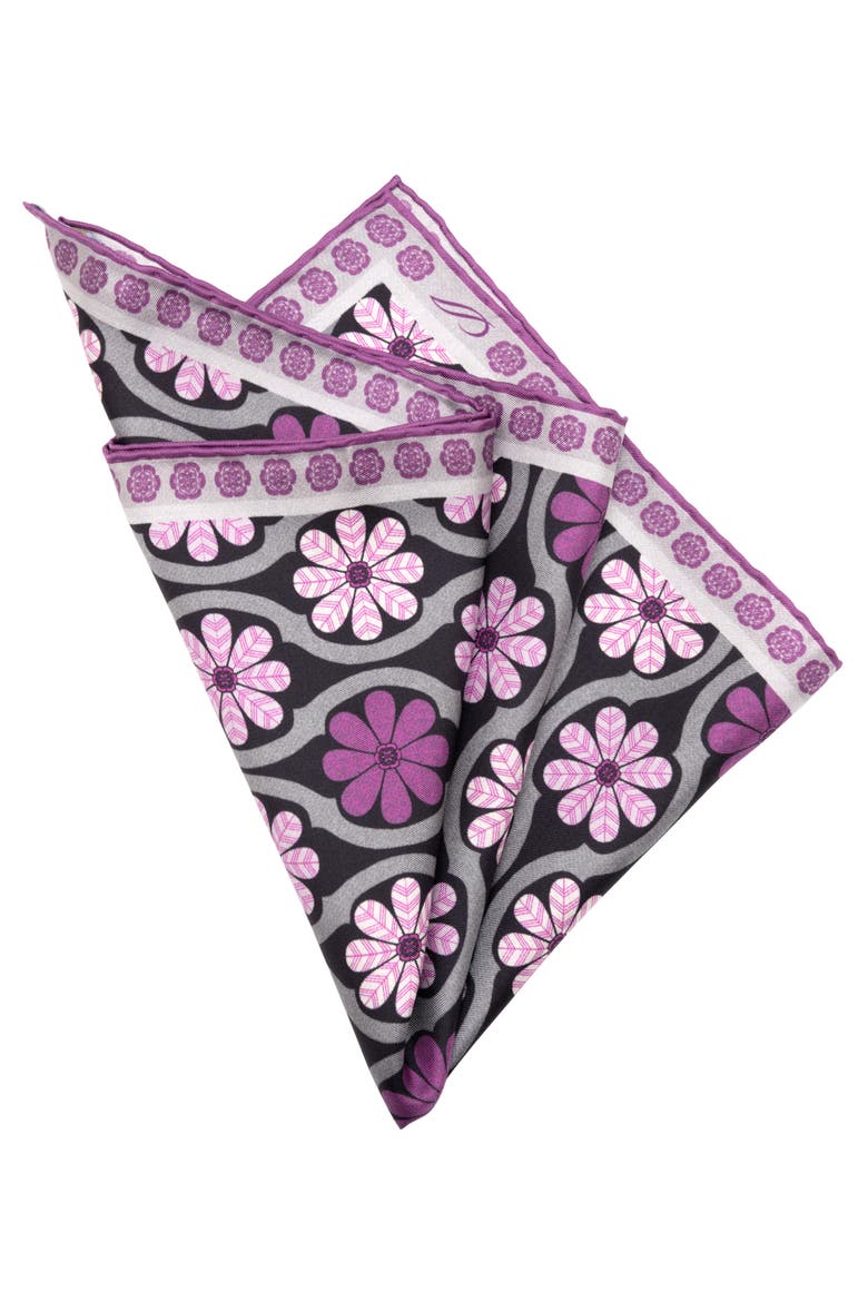 Gargano - Silk Pocket Square for Men, Alternate, color, Plum