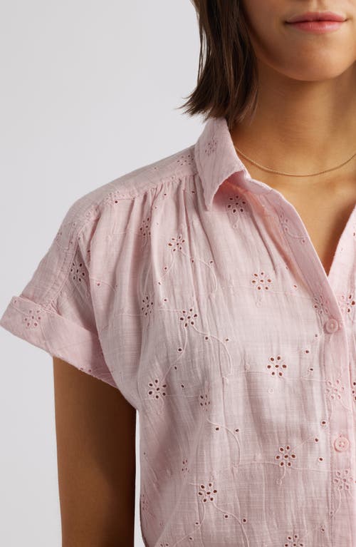 BEACHLUNCHLOUNGE BEACHLUNCHLOUNGE NOA EMBROIDERED COTTON BLEND BUTTON-UP TOP