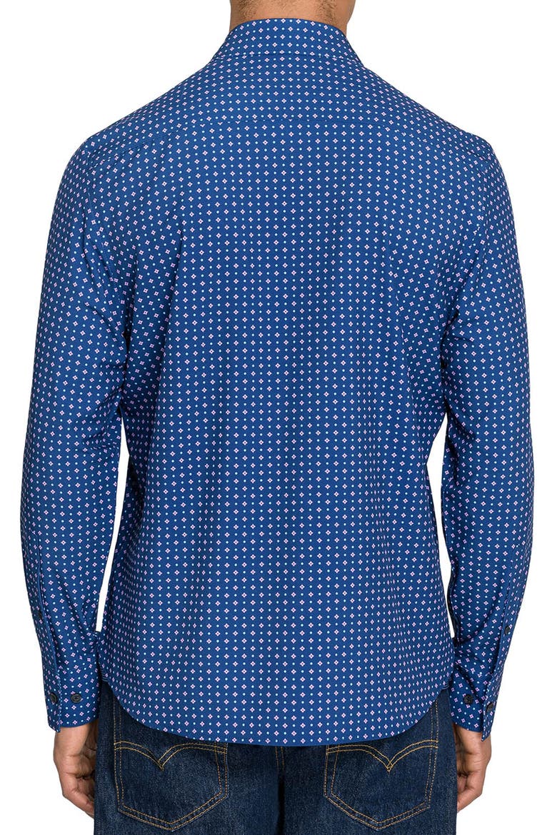 Slim Fit Diamond Dot Performance Long Sleeve Shirt, Alternate, color, NAVY/PURPLE