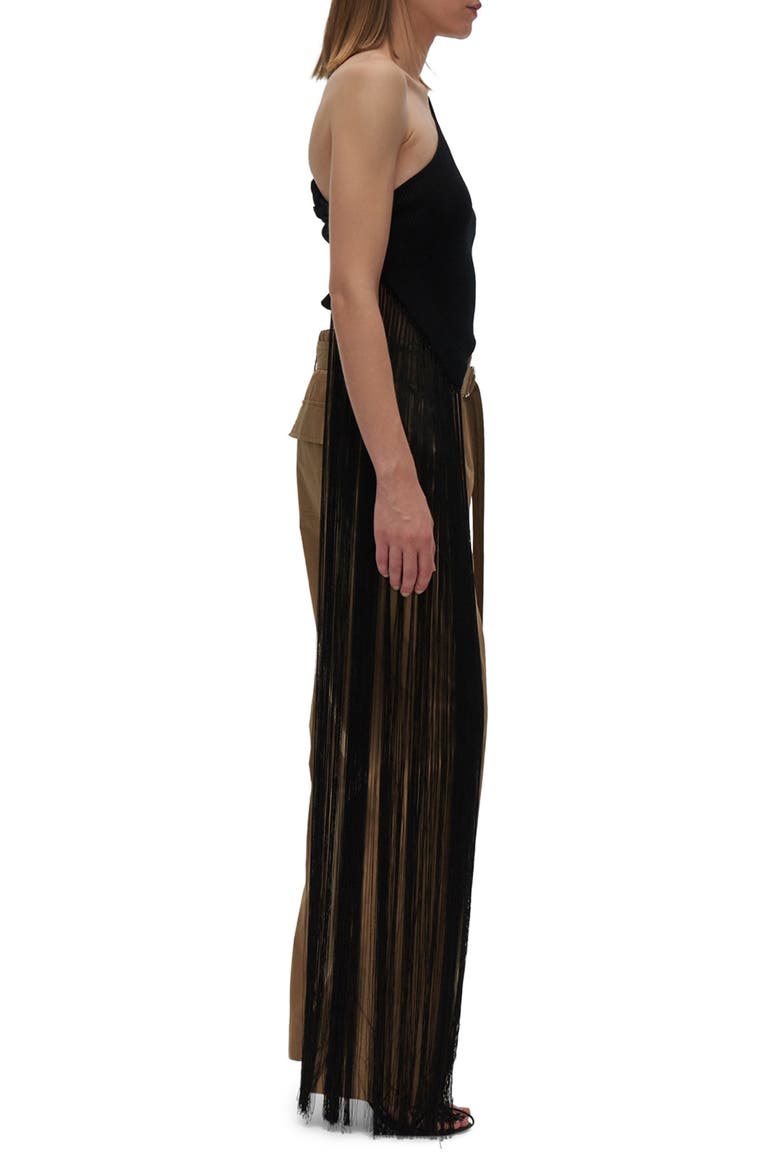 One-Shoulder Fringe Tank Top, Alternate, color, BLACK