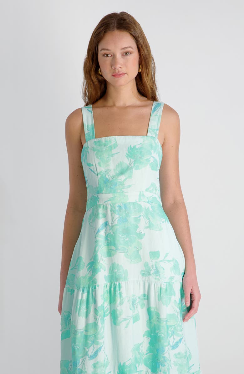French Connection Sophie Fleur Tiered Maxi Dress, Alternate, color, Mermaid Green