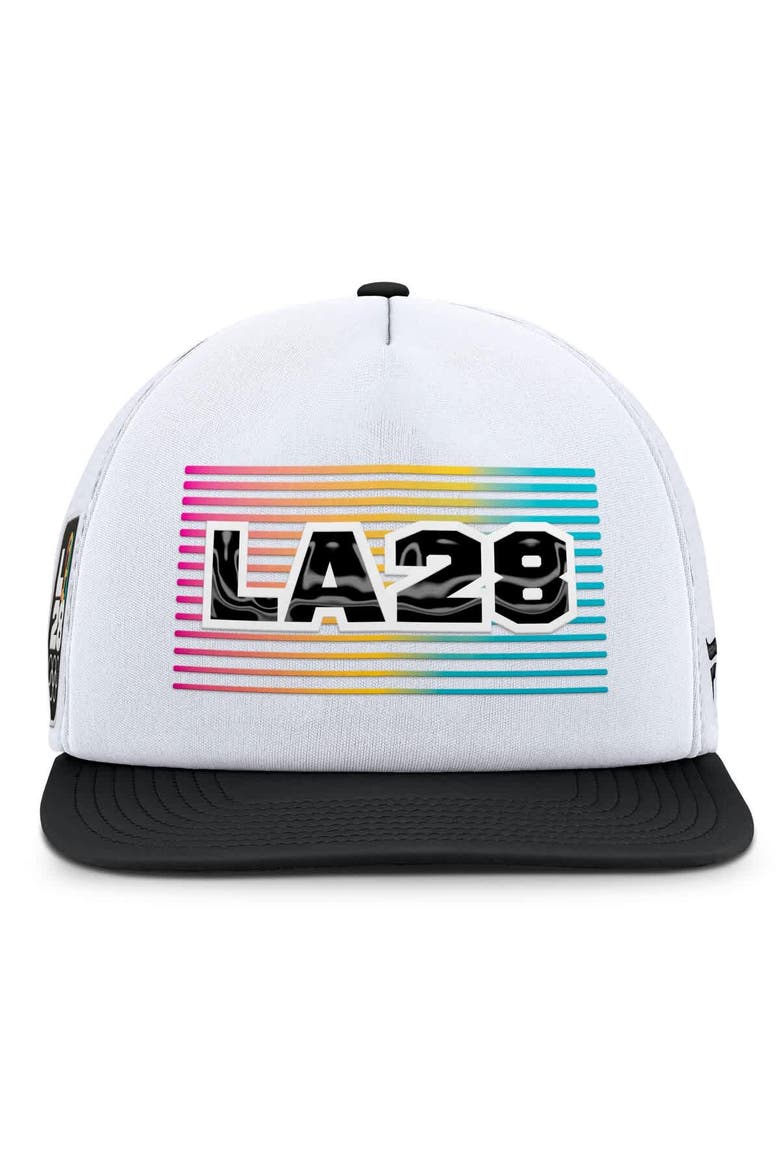 Men's Fanatics White/Black LA28 Summer Olympics On Deck A-Frame Trucker Adjustable Hat, Alternate, color, White