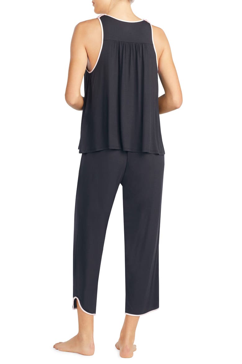 crop jersey pajamas, Alternate, color, BLACK