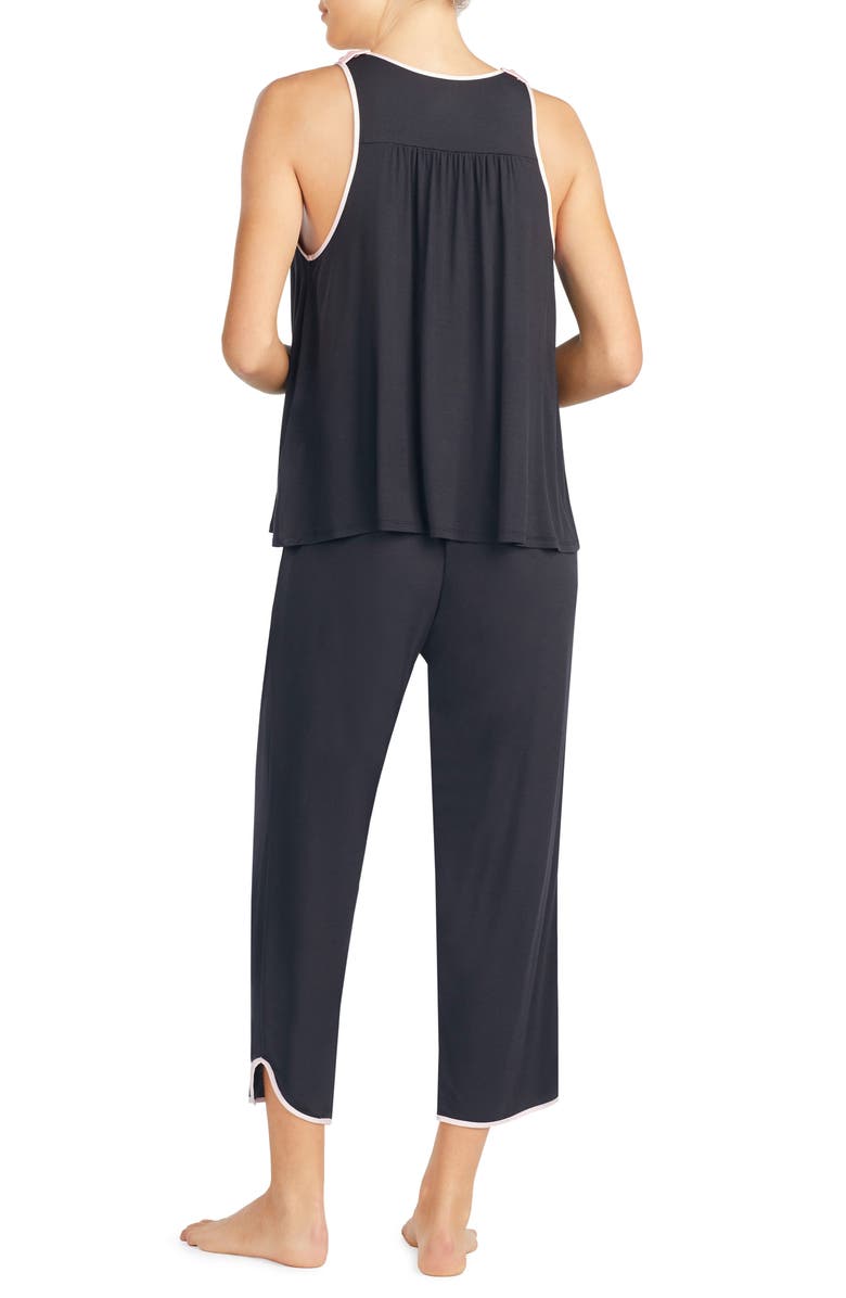 Kate Spade New York crop jersey pajamas, Alternate, color, Black