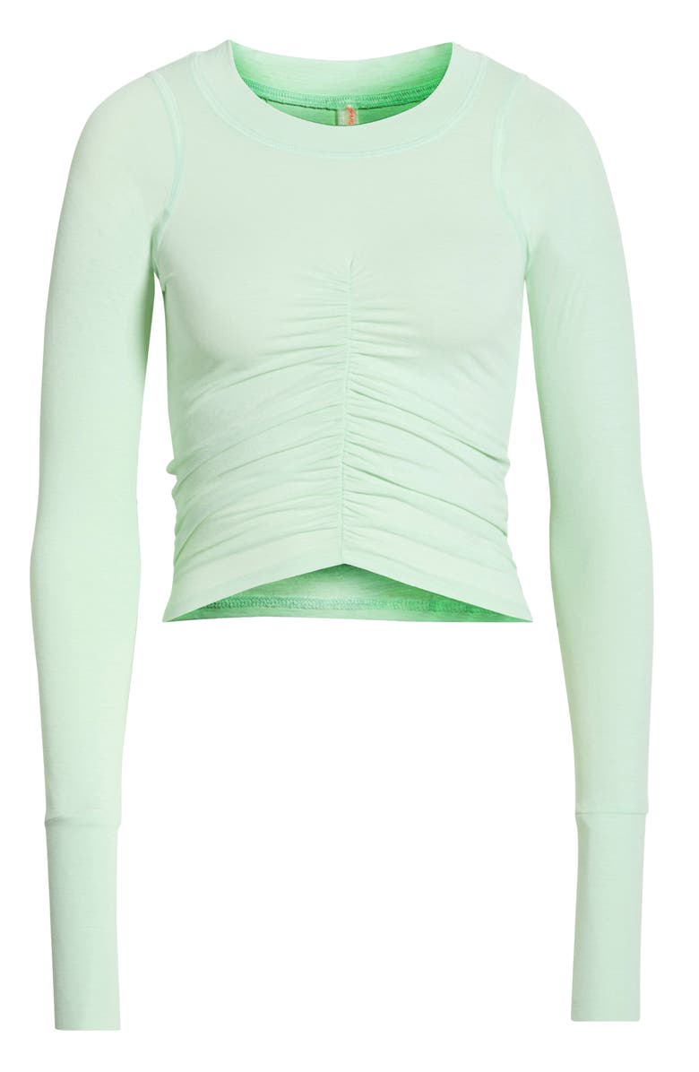 FP Movement by Free People FP Movement Mile a Minute Ruched Long Sleeve Crop T-Shirt, Alternate, color, Cactus