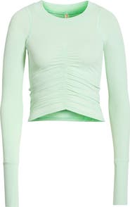 Free People FP Movement Mile a Minute Ruched Long Sleeve Crop T-Shirt