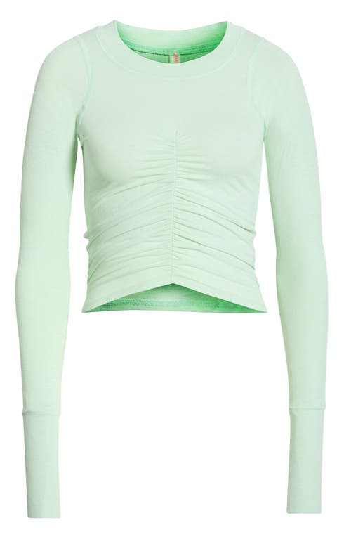 Free People Fp Movement Mile A Minute Ruched Long Sleeve Crop T-shirt In Green