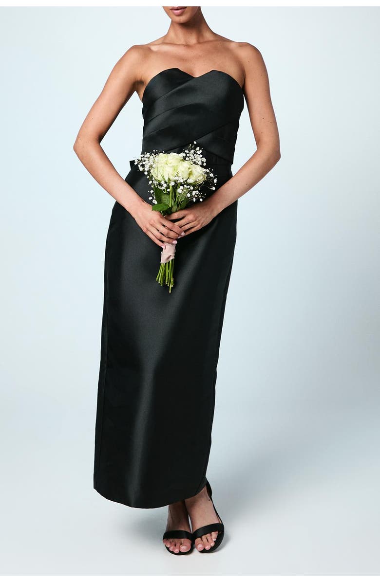 Coast Bandeau Twill Bow Back Bridesmaids Dress, Alternate, color, Black