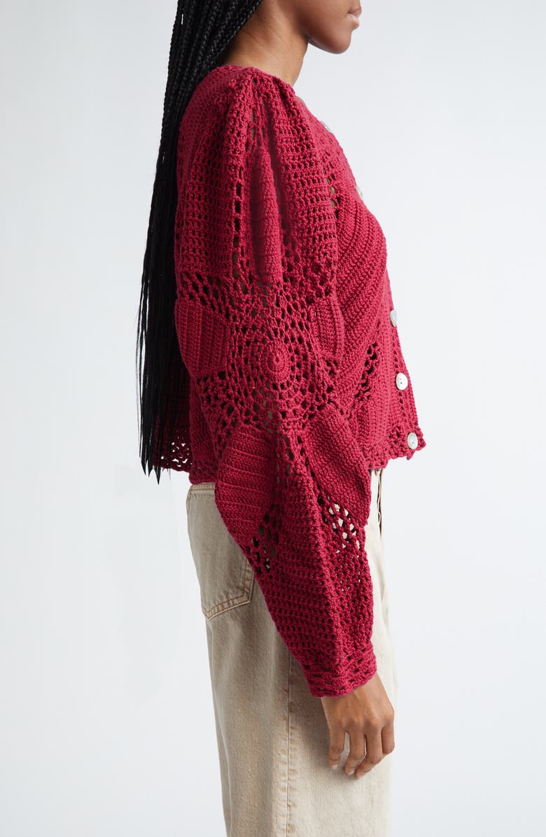 FARM Rio Flower Crochet Cardigan Sweater, Alternate, color, 