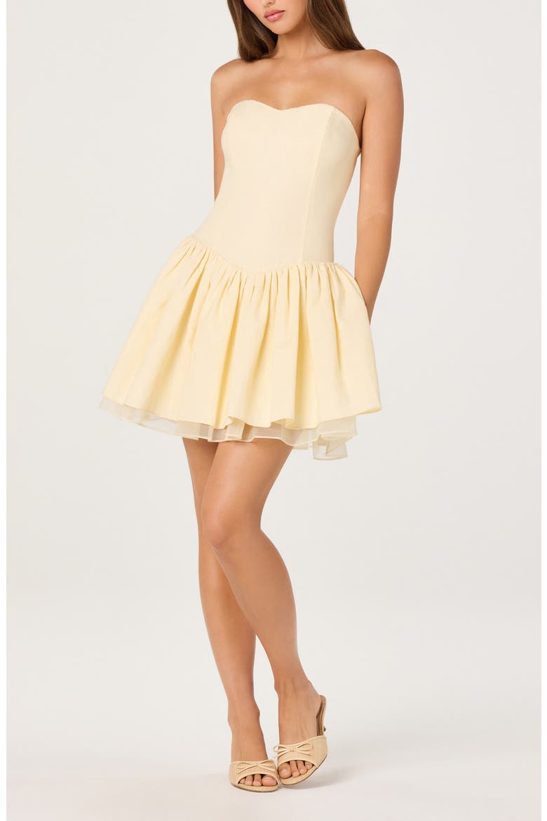 Bijou Strapless Drop Waist Tiered Minidress, Alternate, color, BUTTER YELLOW