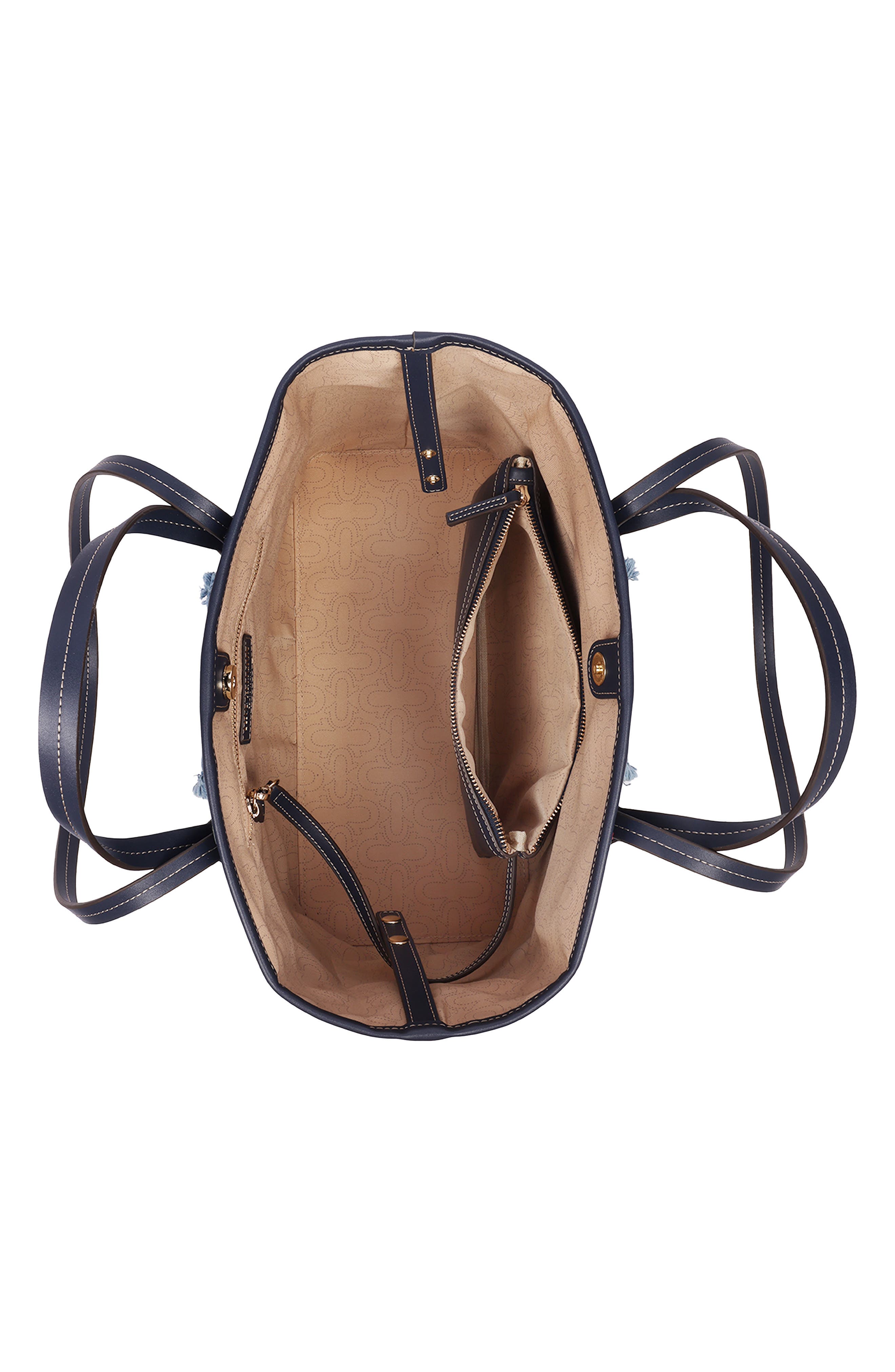 Frayed Denim Horseshoe Tote, Alternate, color, MULTI