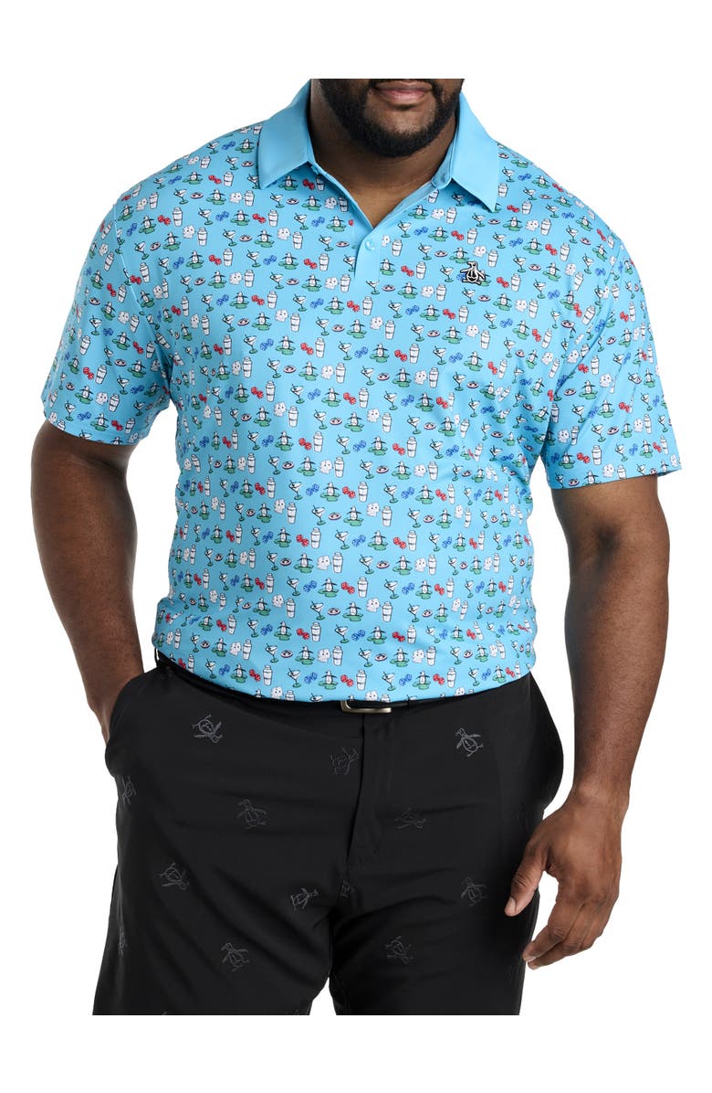 Original Penguin Big & Tall The Party Player Polo Shirt, Main, color, Blue Atoll