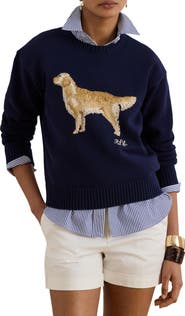 Lauren Ralph Lauren Golden Retriever Intarsia Cotton Sweater