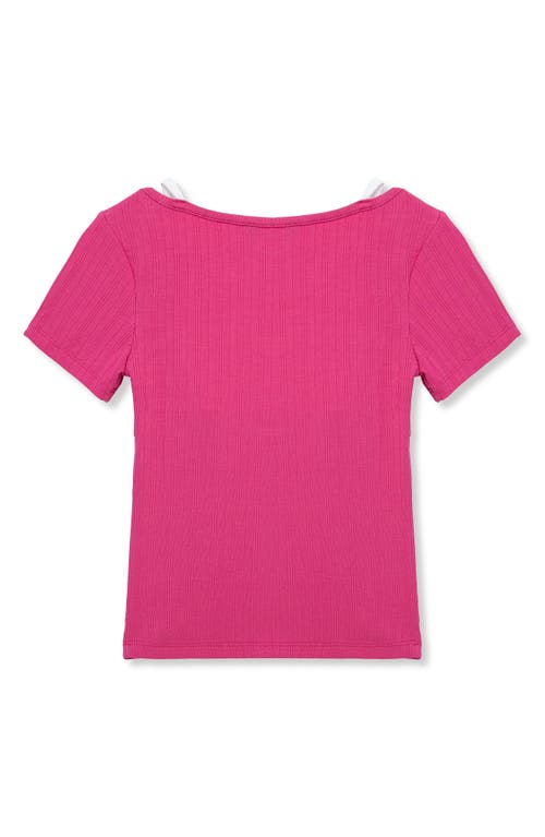 Truce Kids' Layered Rib Knit Top In Pink