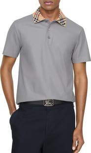 Burberry Check Collar Cotton Polo Shirt