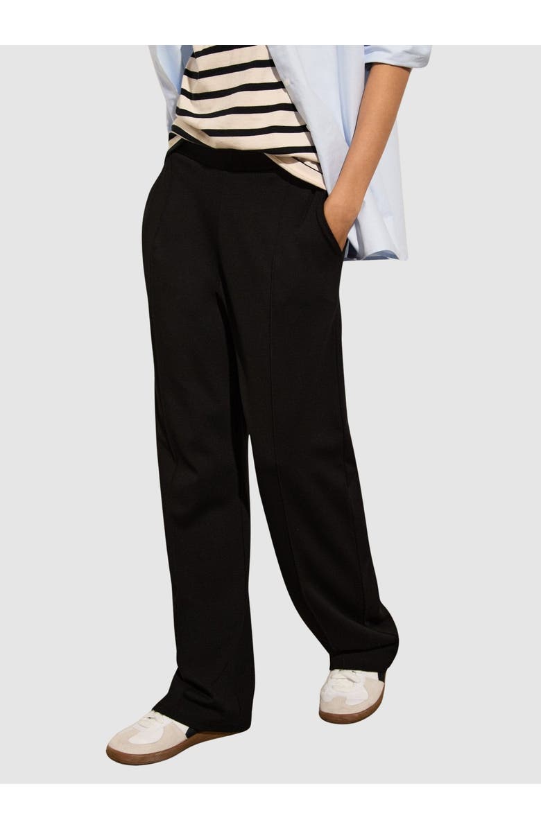 Baukjen Marian Ponte Wide Leg Trousers, Main, color, Caviar Black