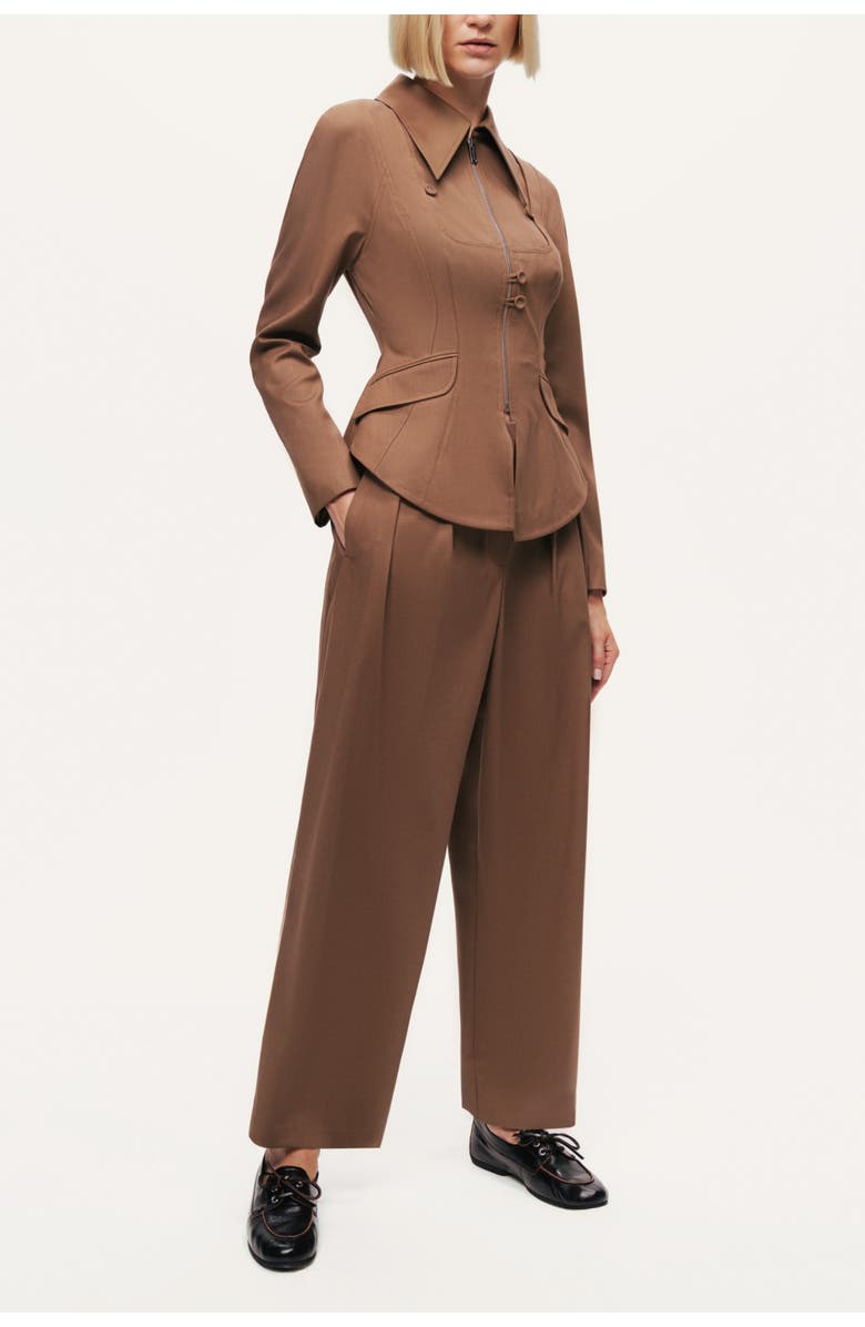 Nocturne Zip-Front Tailored Jacket, Alternate, color, Brown