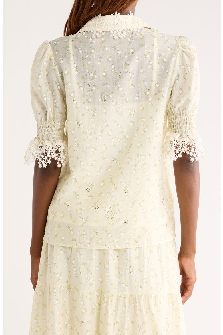 Lace Edge Top, Alternate, color, YELLOW/ SAGE FLORAL